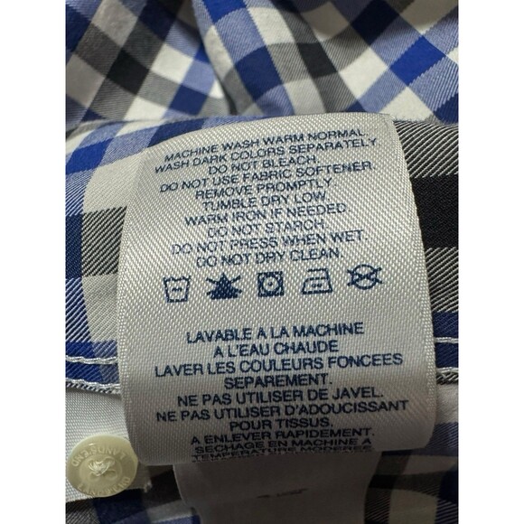 Lands End Men’s Plaid Long Sleeve Button Down XL/T 17-17 1/2 Blue, Black, White - Picture 10 of 11